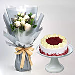 Timeless Bouquet of Mixed Flowers With Red Velvet Cake