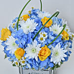 Hydrangea Elegance with Yellow Roses