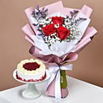 Blush Bouquet Of Love With Red Velvet Cake