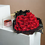 Pretty Red Roses Bouquet with Mono Cake