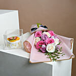Pretty Rose Flower Bouquet with Fruit Mono Cake