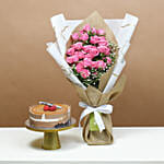 Blushing Beauty Roses and Cake Surprise