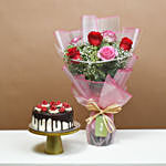 Loves Blushing Roses & Dripping Chocolate Cake