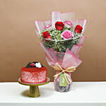 Loves Blushing Roses & Red Velvet Cake