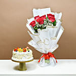 Passionate Love Roses and Cake Surprise
