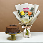 Roses with Chocolate Cake