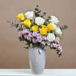 Roses Arrangement in Caramic Vase