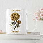 Personalied October Birthday Mug Yellow Marigold