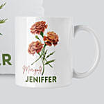 Personalised October Mug And Cushion Orange Marigold