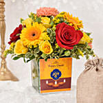 Sparks of Joy Diwali Flower Arrangement With Nuts