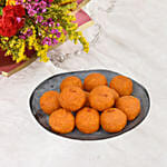 Sparks of Joy Diwali Flower Bouquet and Motichoor Laddoo