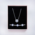 Sterling Round Silver Evil Eye Set and Flower Bouquet
