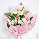 Mixed Roses & Lilies Hand Bouquet for Mothers Day