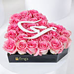 Pink Roses in Heart Shape Box for Mom