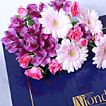 Premium Arrangement of Chocolate Box and Flowers