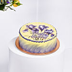 February Birthday Iris Flowers Arrangement with Cake
