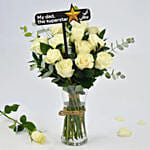 Vase Of Elegant White Roses | Father's Day