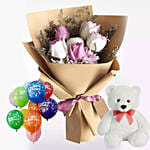 Adorable Flowers & Soft Toy Combo