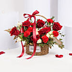 Basket Arrangement of Roses & Carnations