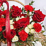 Basket Arrangement of Roses & Carnations