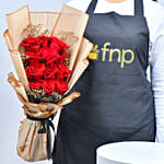 باقة 12 وردة حمراء مع جيبسوفيلا - باقة الرومانسية