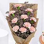 Carnation Bouquet & Chocolate Cake For MOM