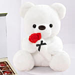Chocolate Kissed with Love | White Teddy Bear 8.5 Inches