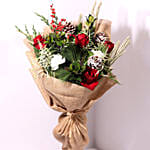 Elegant Jute Wrapped Mixed Flower Bouquet