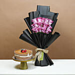 Elegant Plum Roses and Cake Delight