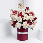 Flowers & Cookies Vase Arrangement for National Day