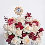 Flowers & Cookies Vase Arrangement for National Day