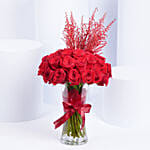 Glass Vase of Lovely Red Roses