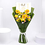Golden Glow Gerbera Flowers Bouquet Eng | Eid Mubarak