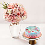 January Birthday Wish Flower Vase And Cake