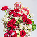 National Day Theme Baby Roses & Cookies Arrangement