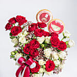 National Day Theme Baby Roses & Cookies Arrangement