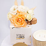 Otantik Home - Scented Candle with White and Oragne Roses