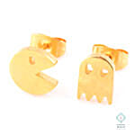 Pac Man Silver Earring Rose Gold Color