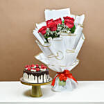 Passionate Love Roses and Black Forest Cake Surprise