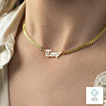 Personalized Designer Silver Necklace Gold Color