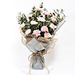 Pink Carnation Bouquet with Chocolate Cake