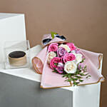 Pretty Rose Flower Bouquet with Chocolate Mono Cake