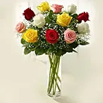 Rainbow Roses Vase- Premium
