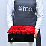 Red Roses and Perfume Box Arrangement