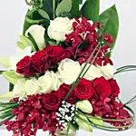 Red & White Flowers Vase- Deluxe