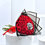 باقة 30 وردة حمراء مع أوركيد وشوكولاتة بلجيكية فاخرة