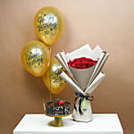 Scarlet Enchantment Roses N Cake Surprise