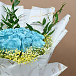 White Roses in a Blue Sea Bouquet