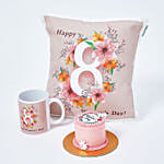 Women's Day Cushion Mug & Cake Combo
