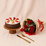 Red Roses & Black Forest Cake- Half Kg